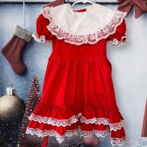 Lid’l Dolly’s‎ brand handmade red ruffle vibes collar dress Christmas or anytime